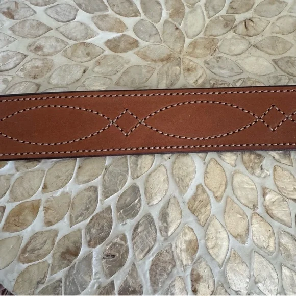 Bianchi Tan Leather Belt with Gold Buckle size 38 - Picture 5 of 8